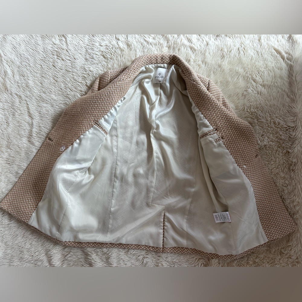 Anine Bing Beige Chevron Double-Breasted Blazer - Picture 8 of 16